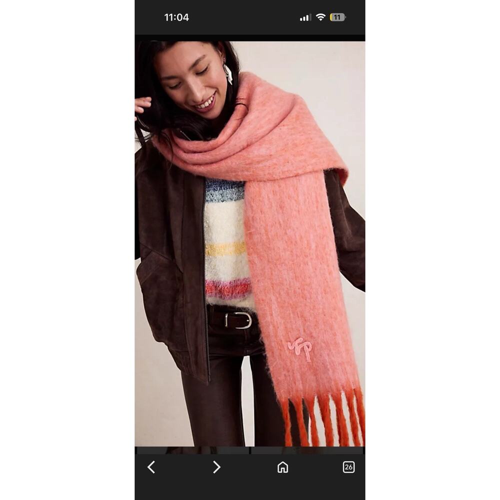 Free People Orange Ombré Blanket Scarf
